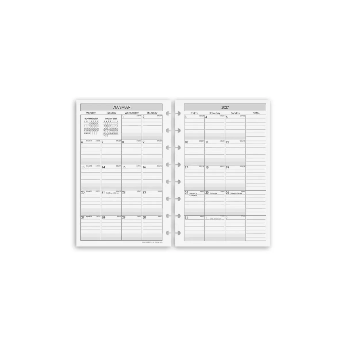 Levenger Junior Refills|Letter Refills*2026-2027 Circa 2-Year Monthly Agenda Discbound Refill