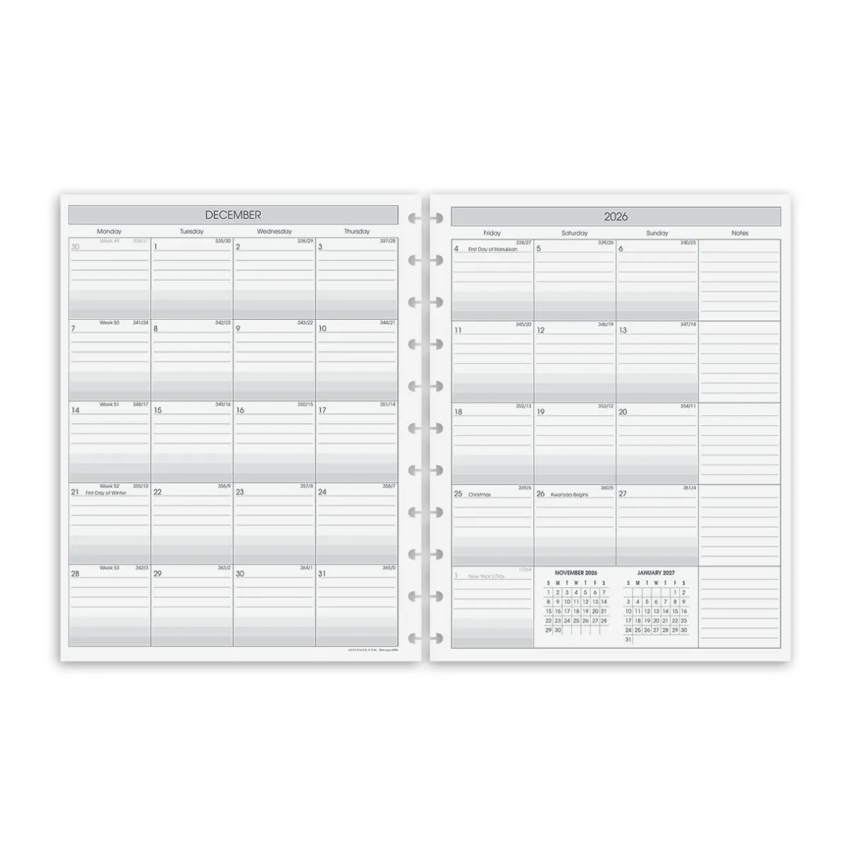 Levenger Junior Refills|Letter Refills*2026-2027 Circa 2-Year Monthly Agenda Discbound Refill