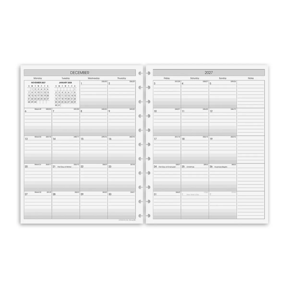 Levenger Junior Refills|Letter Refills*2026-2027 Circa 2-Year Monthly Agenda Discbound Refill