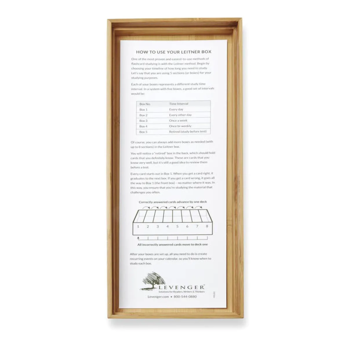 Levenger Index Card Accessories|Workspace Organizers*Bamboo Leitner Learning Box