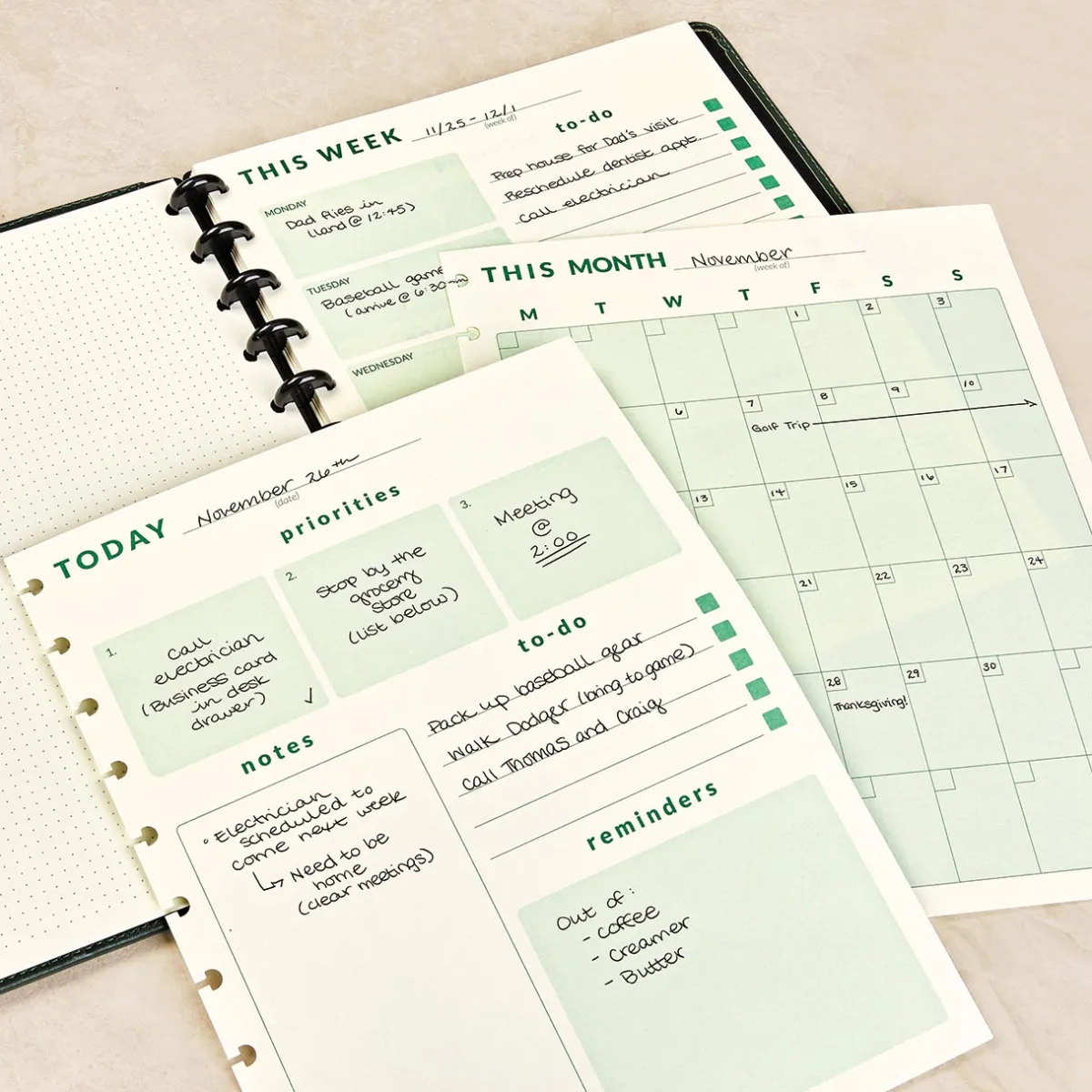 Levenger Letter Refills*Circa Daily-Weekly-Monthly Planner Refill