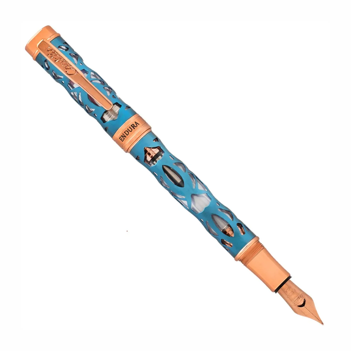 Levenger Fountain Pens|Conklin*Conklin Endura Deco Crest Demo Blue Fountain Pen