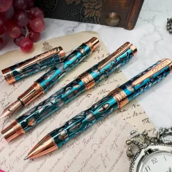 Levenger Fountain Pens|Conklin*Conklin Endura Deco Crest Demo Blue Fountain Pen