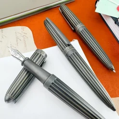 Levenger Fountain Pens|Diplomat*Diplomat Aero Stripes Oxyd Brass Fountain Pen