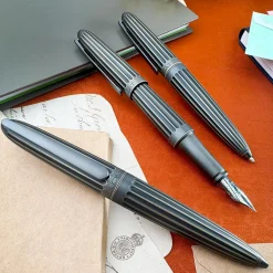 Levenger Fountain Pens|Diplomat*Diplomat Aero Stripes Oxyd Brass Fountain Pen