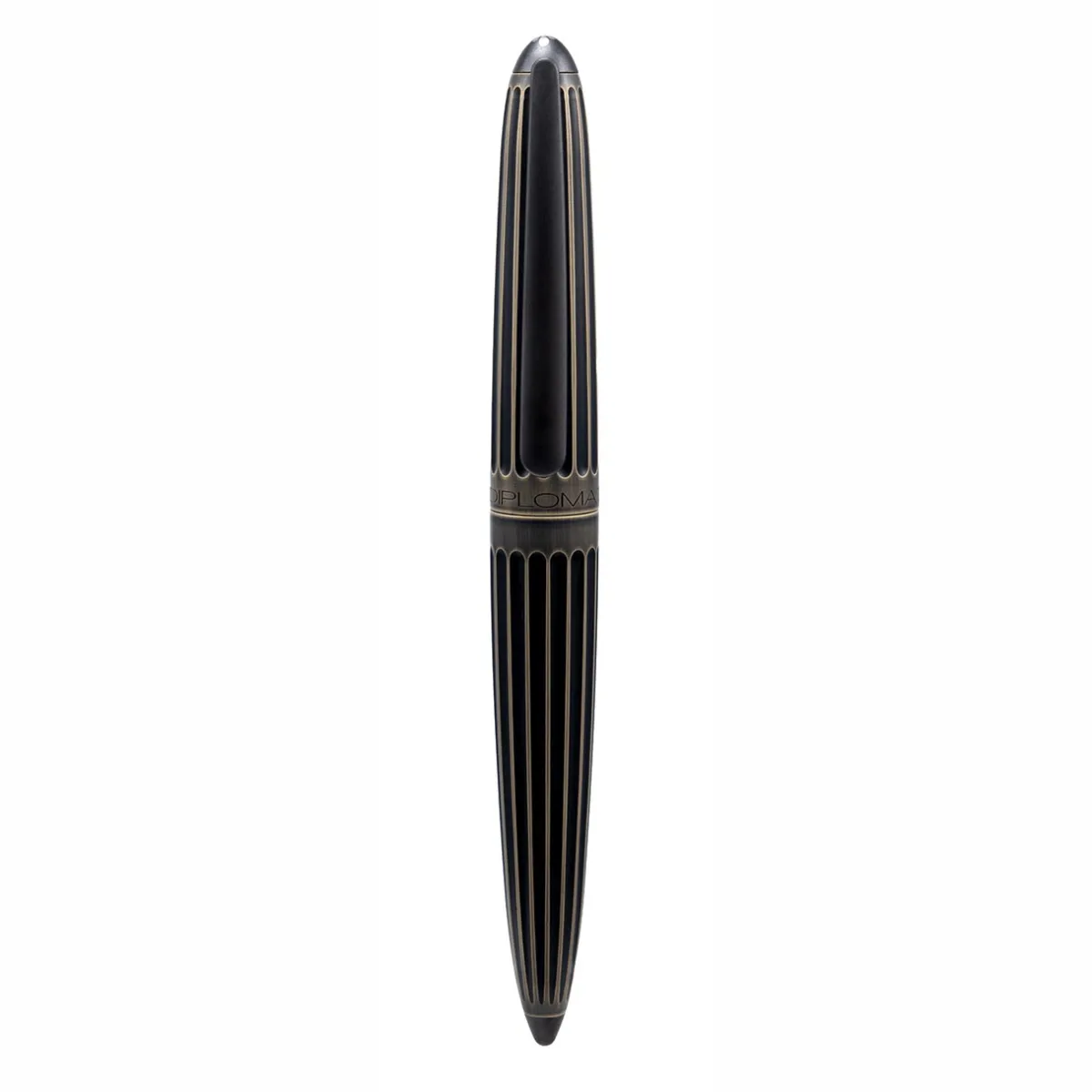 Levenger Fountain Pens|Diplomat*Diplomat Aero Stripes Oxyd Brass Fountain Pen