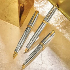 Levenger Levenger Pens|True Writers*True Writer Two-Tone Herringbone Anniversary Fountain Pen
